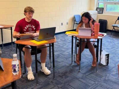 College-bound seniors work on their applications at HRA's college application boot camp in August 2025